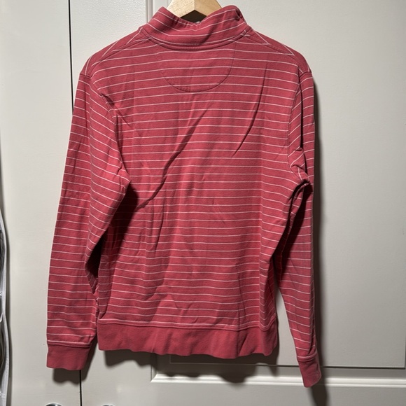 Vineyard Vines coral and white striped cotton quarter zip size small - Picture 3 of 3